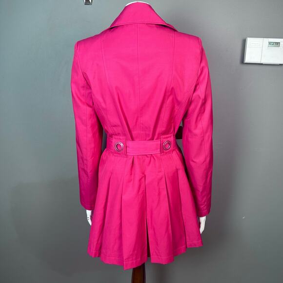 Via Spiga trench coat medium pink pleated double breasted slimming peplum - Picture 6 of 12